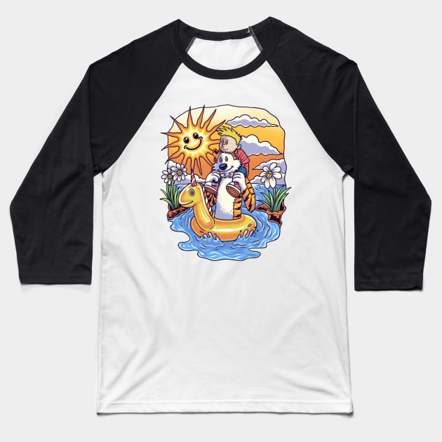 BFF Calvin and Hobbes Swim with a Life Jacket Baseball T-Shirt by inhistime5783